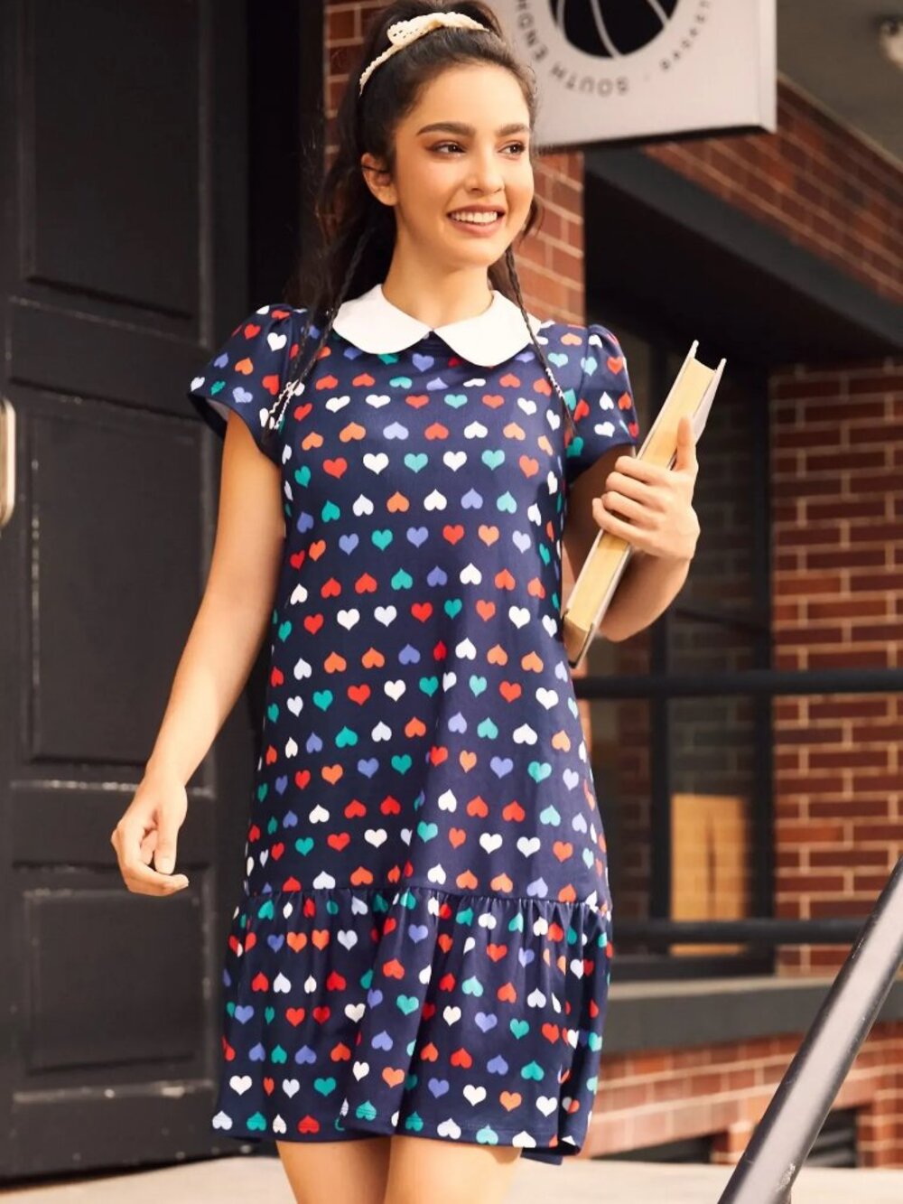 ModCloth NWT School Days Collared Dress in Navy Hearts size 2X